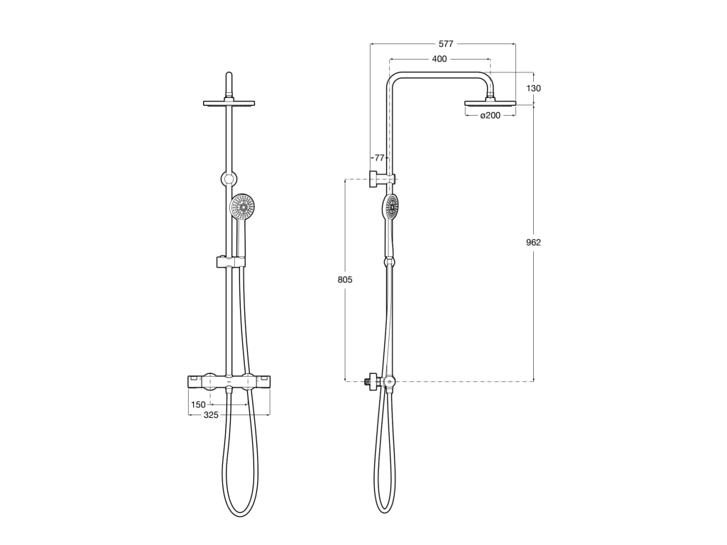 Roca Thermostat-Basis-Set T-500 Für Bad & Dusche – Inkl. Brause & Halterung