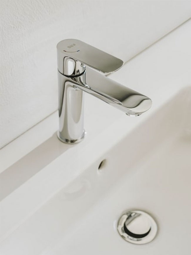 Roca Cala Basin Mixer Tap with Smooth Body Cold Start