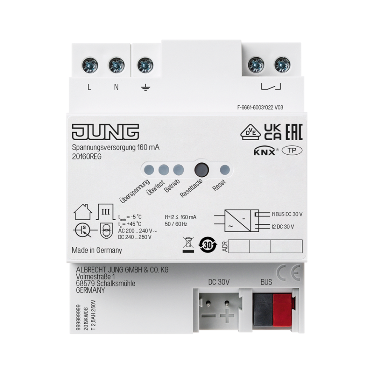 Rai Rk20160 KNX Power Supply 160 mA 20160 REG JUNG - GroupSumi | GroupSumi