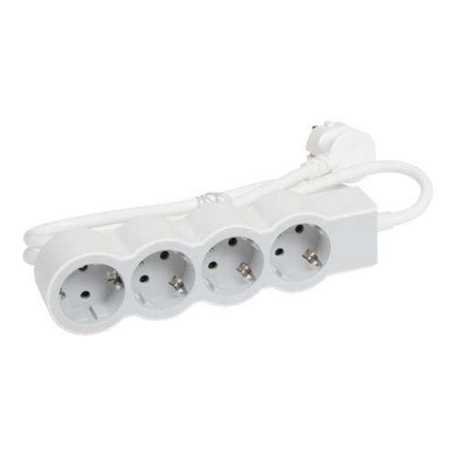 Legrand LEG50650 Spina Multipla Laterale 4 Prese 2P 6A 230V - Bianco, Compatta Per Parete, Dimensioni 3,5x8x5 Cm