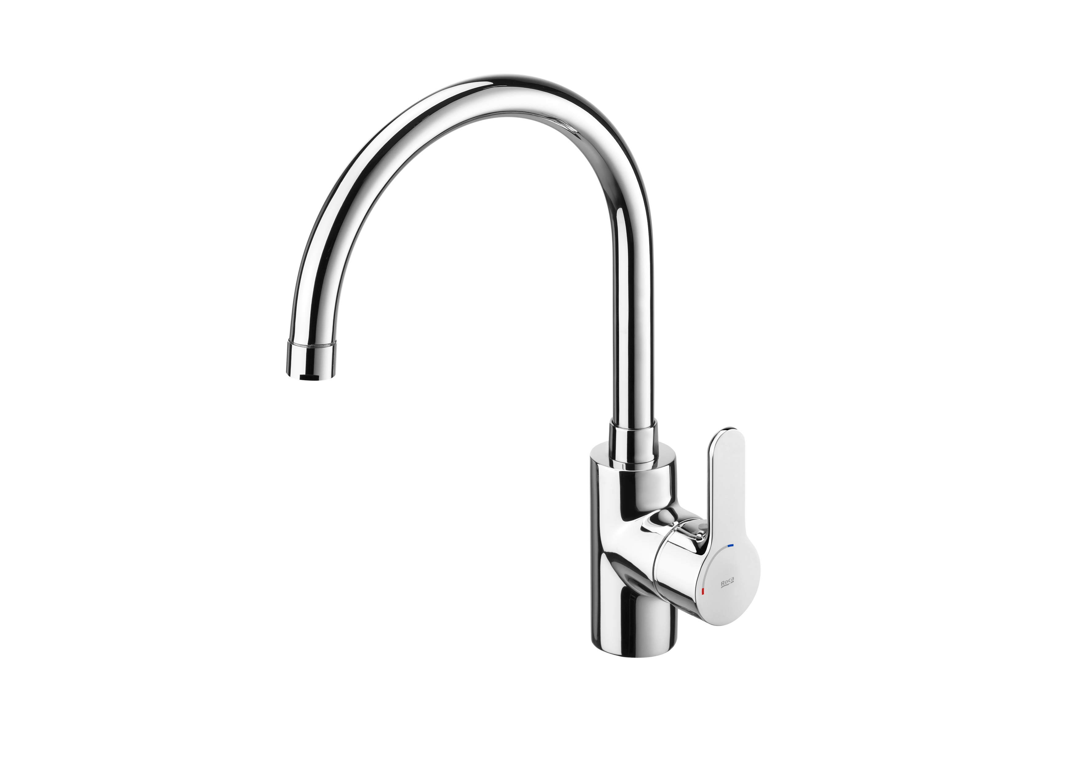 Roca L20 Kitchen Tap with Swivel Curved Spout Cold Start